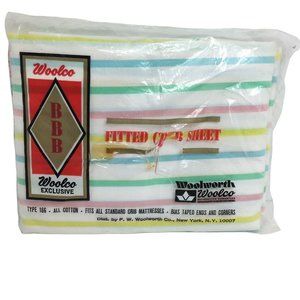 Woolworth Woolco Exclusive Fitted Crib Sheet Vintage Mid Century Rainbow Stripe